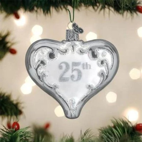 Old World Christmas 25th Anniversary Heart Glass Ornament - Picture 2 of 2